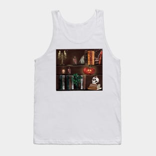 Halloween Bookshelf With Pumpkin Tank Top